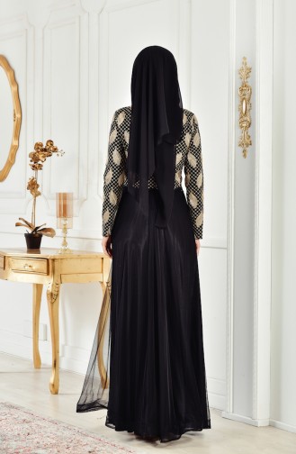 Robe de Soirée Perlées 3122-03 Noir 3122-03