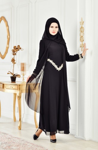 Black Hijab Evening Dress 1067-05