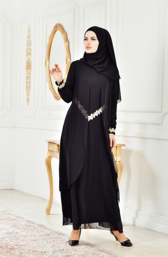 Black Hijab Evening Dress 1067-05