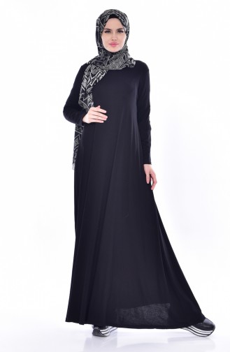 Schwarz Hijab Kleider 7929-03