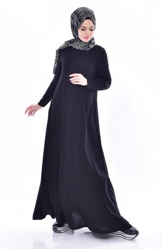 Schwarz Hijab Kleider 7929-03