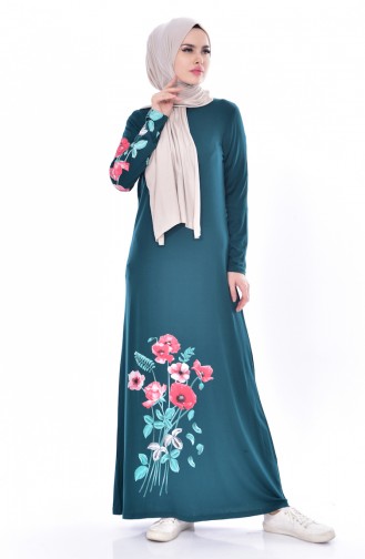 Emerald Green Hijab Dress 7795-09