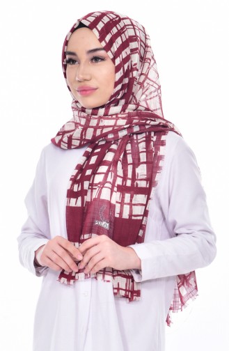 Geometric Patterned Flamed Shawl 90429-05 Cherry 05
