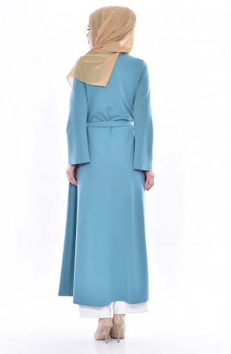 Abaya a Ceinture 7003-05 Bleu Bébé 7003-05