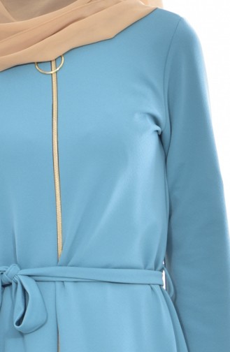 Abaya a Ceinture 7003-05 Bleu Bébé 7003-05