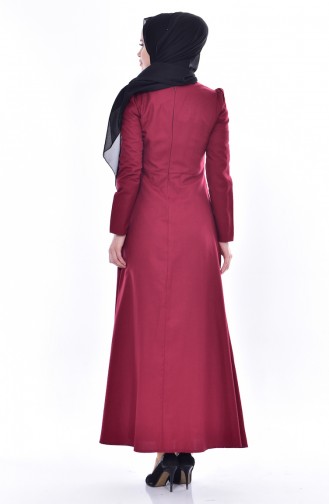 Claret Red Hijab Dress 7191-02