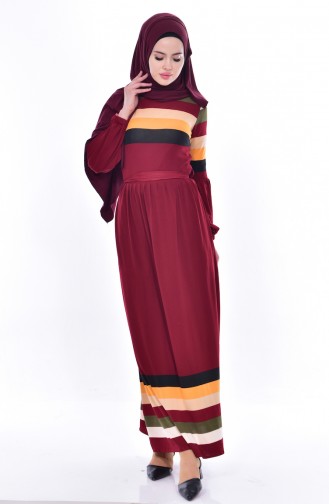 دلبر فستان بتصميم طيات 6091-03 لون خمري 6091-03
