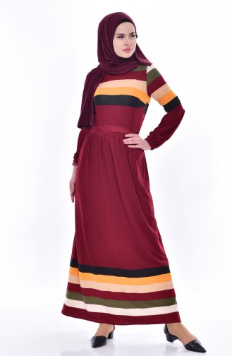 Robe Plissée 6091-03 Bordeaux 6091-03