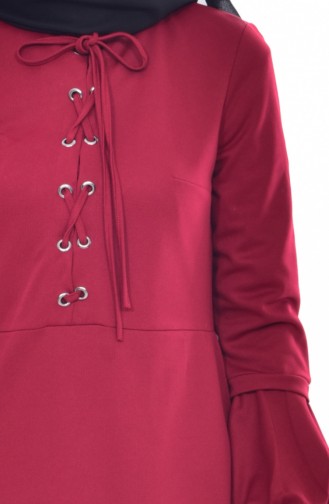 Claret Red Hijab Dress 9014-01