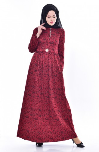 Robe a Motifs 9714-02 Bordeaux 9714-02