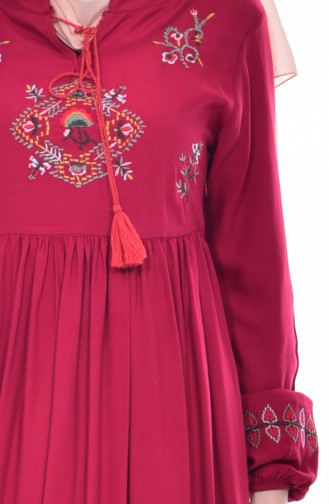 Claret Red Hijab Dress 1155-04