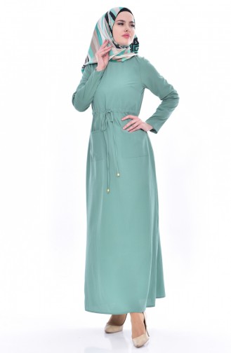 Green Almond Hijab Dress 4414-05