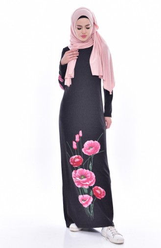 Smoke-Colored Hijab Dress 2919-15