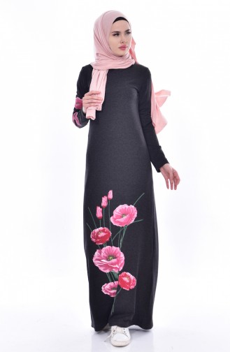 Smoke-Colored Hijab Dress 2919-15