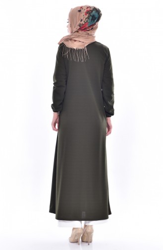 Sleeve Elastic Abaya 3044-02 Khaki 3044-02