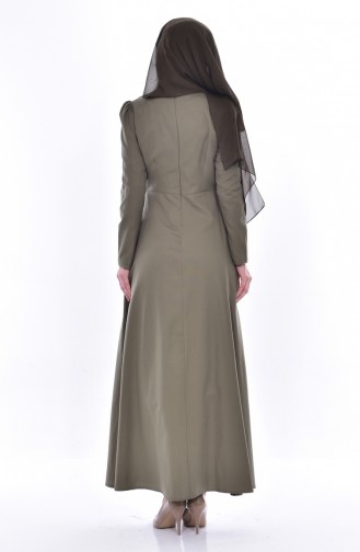 Kleid mit Stickerei 7191-07 Khaki 7191-07