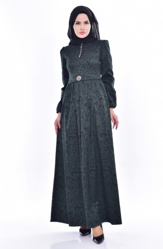 Patterned Dress 9714-01 Khaki 9714-01