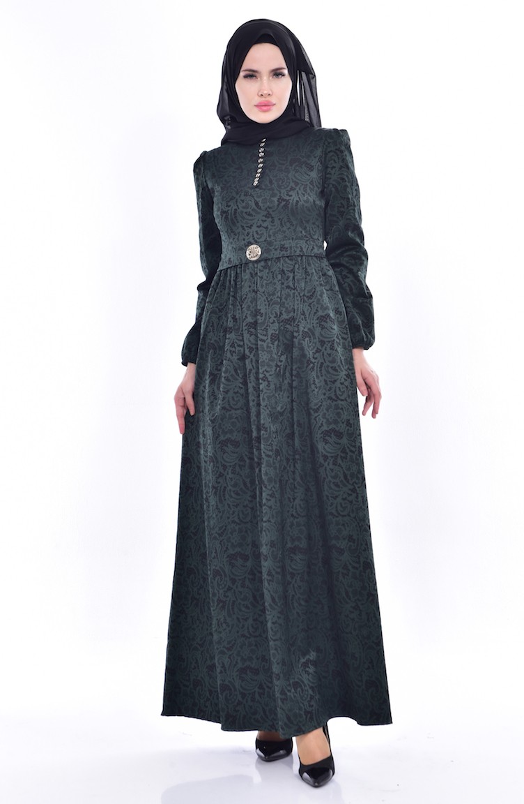 Patterned Dress 9714-01 Khaki 9714-01