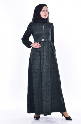 Patterned Dress 9714-01 Khaki 9714-01