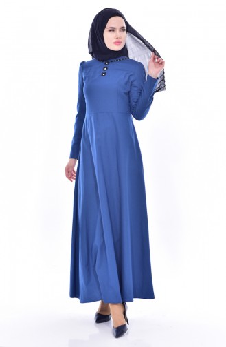 Kleid mit Stickerei 7191-01 İndigo 7191-01