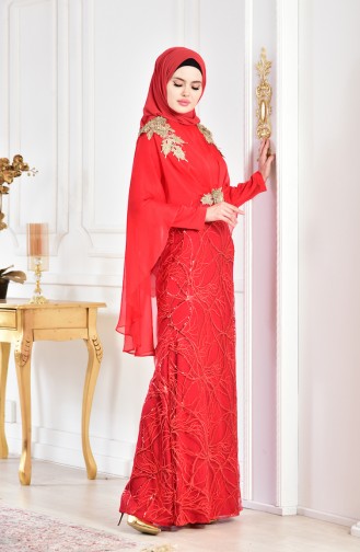 Abendkleid mit Pailetten 8222-08 Rot 8222-08