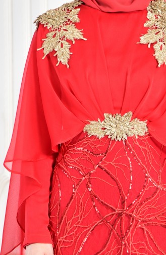 Robe de Soirée a Paillettes 8222-08 Rouge 8222-08