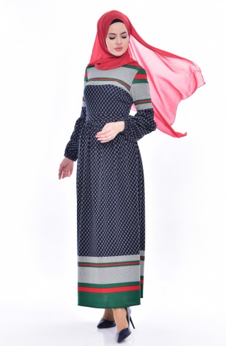 Dark Green Hijab Dress 6066-02