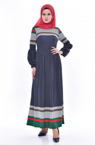 Dark Green Hijab Dress 6066-02