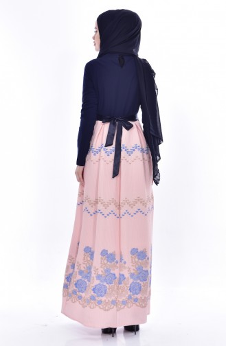 Garnished Belted Dress 3340-04 Navy Powder 3340-04