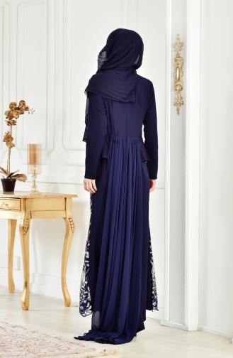 Robe de Soirée a Paillette 6353-06 Bleu Marine 6353-06