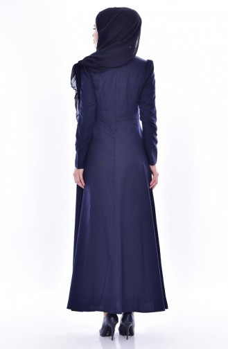 Dunkelblau Hijab Kleider 7191-03