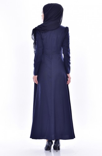 Navy Blue İslamitische Jurk 7191-03