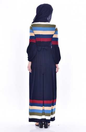 Navy Blue Hijab Dress 6091-02