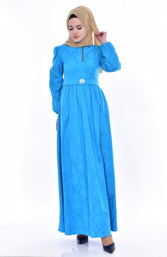 Kleid mit Jacquard 9710-04 Blau 9710-04