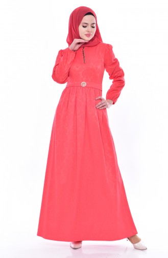 Jacquard Dress 9710-03 Coral 9710-03