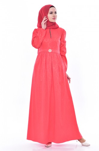 Jacquard Dress 9710-03 Coral 9710-03