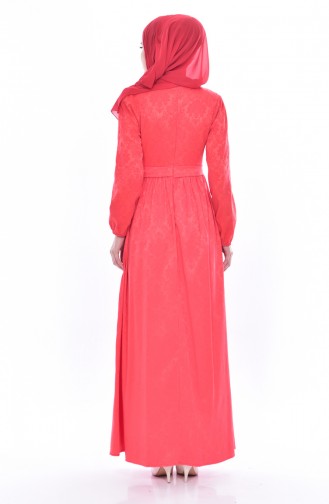 Jacquard Dress 9710-03 Coral 9710-03