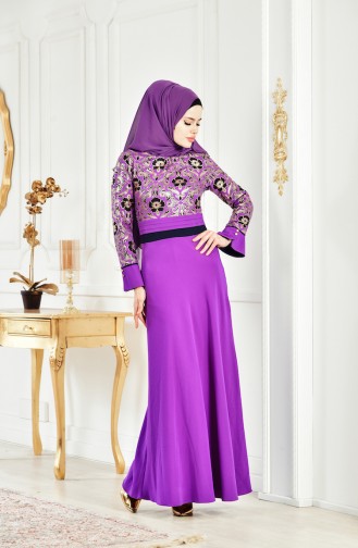 Bedrucktes Kleid 2249-03 Lila 2249-03