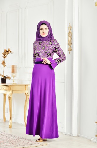 Bedrucktes Kleid 2249-03 Lila 2249-03