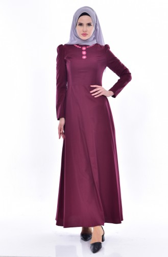 Plum Hijab Dress 7191-09