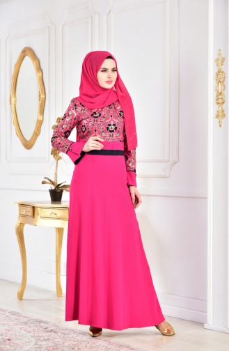 Robe Imprimée 2249-02 Rose 2249-02