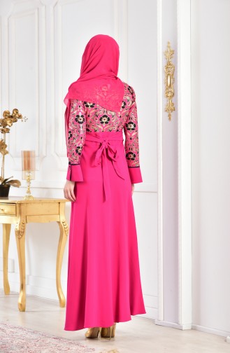 Varak Baskılı Elbise 2249-02 Pembe 2249-02