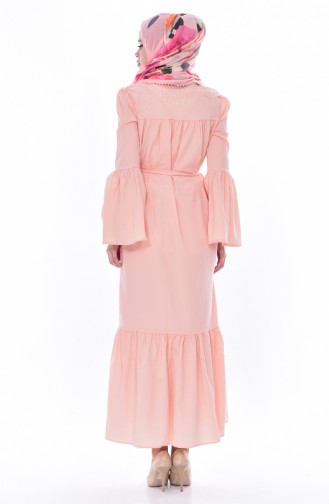 Pleated Buttoned Dress 8033-12 Pink 8033-12
