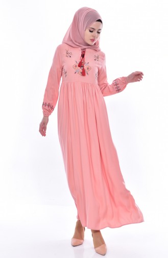 Salmon Hijab Dress 1155-01