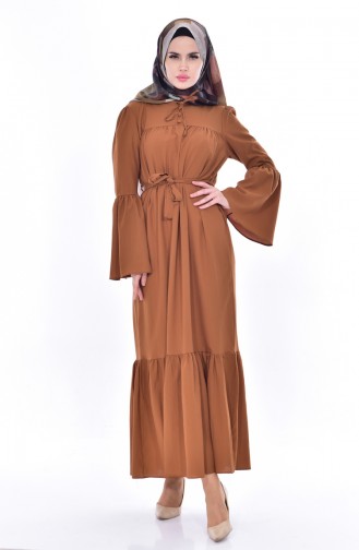 Tan Hijab Dress 8033-13
