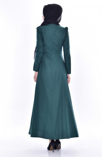 Embroidered Dress 7191-08 Emerald Green 7191-08