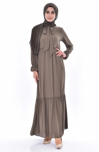 Army Green Hijab Dress 4914-04