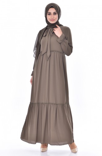 Army Green Hijab Dress 4914-04