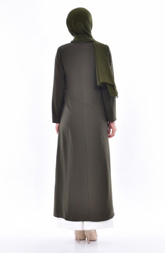 Abaya Imprimé de Pierre Grande Taille 2517-01 Khaki 2517-01