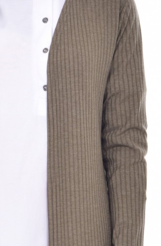 Striped Long Sweater 7007-06 Khaki Green 7007-06